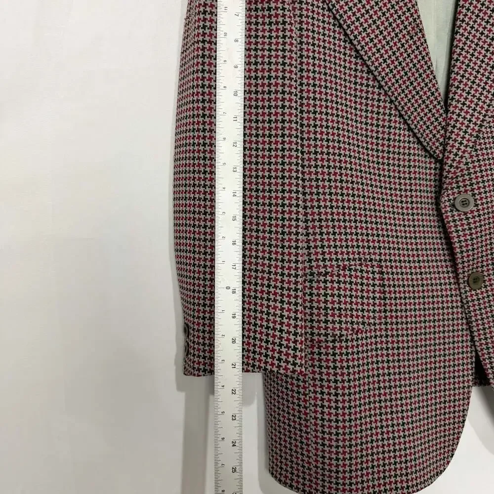 Vintage 70s Curlee Men Houndstooth Blazer Sport Coat Suit Jacket No Size